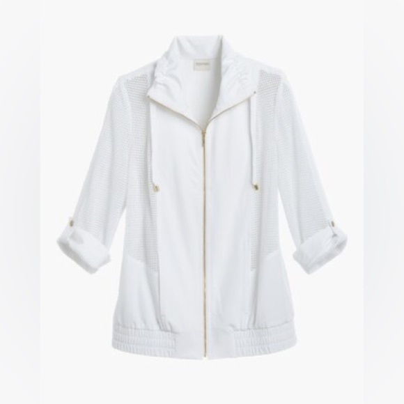 Chicos | Zenergy Neema Pieced Mesh Jacket White Size 1/Small Athlesiure - Picture 4 of 13